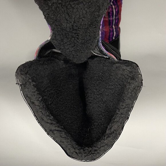 COACH Peggey W sz 8 B Plaid Purple Metallic Shearling Quilted Logo Boot Shoes - Picture 12 of 14